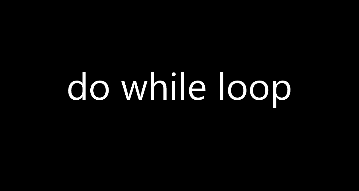 do while loop