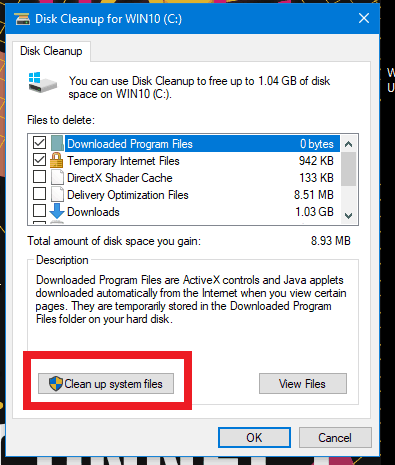 เพิ่มความเร็วให้ windows 10 select-disk-cleanup