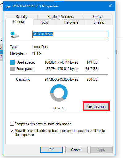 เพิ่มความเร็วให้ windows 10 disk-cleanup